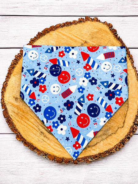 Firework Fetch Over the Collar Bandana