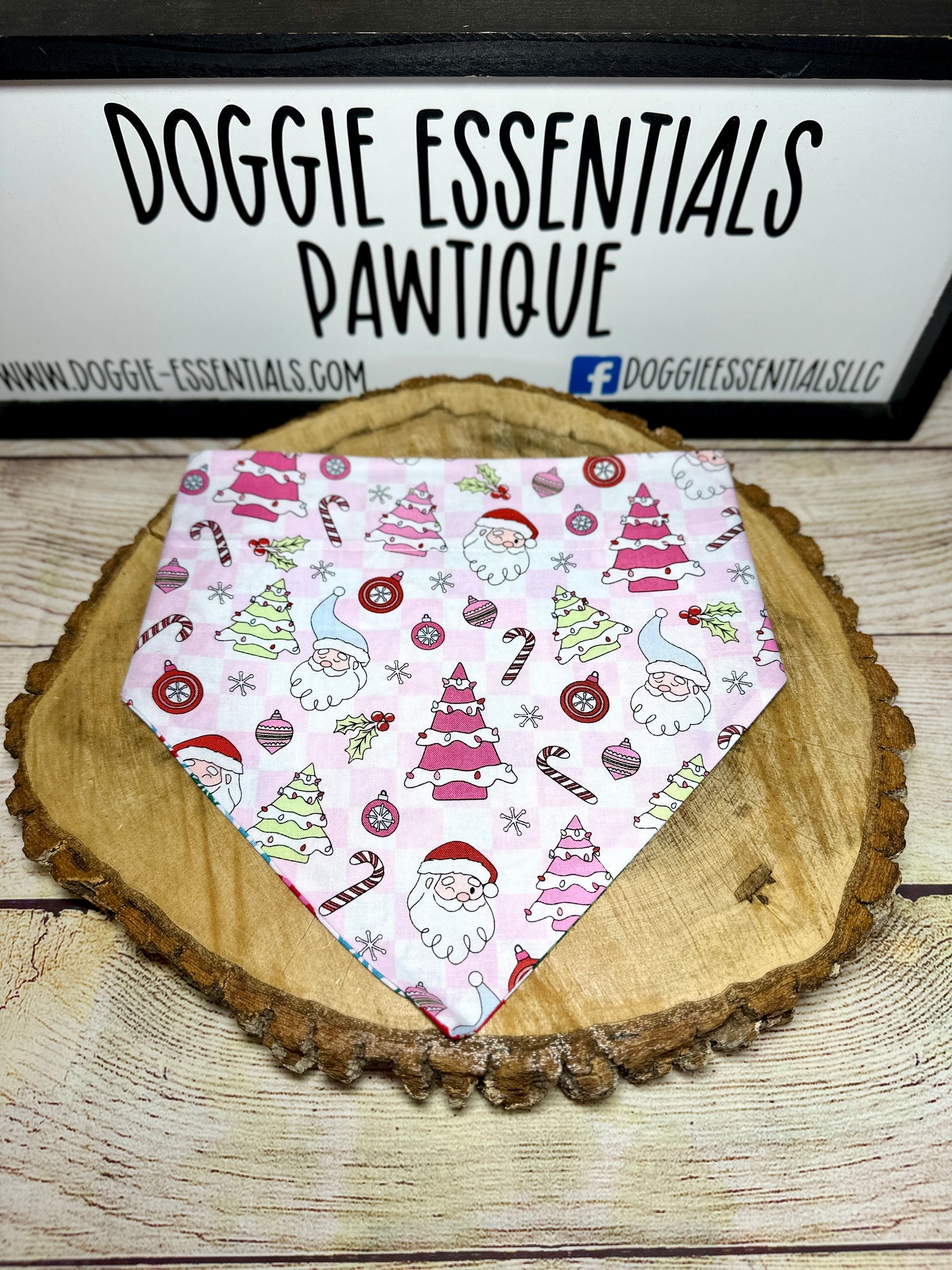 Pink Christmas Over the Collar Bandana