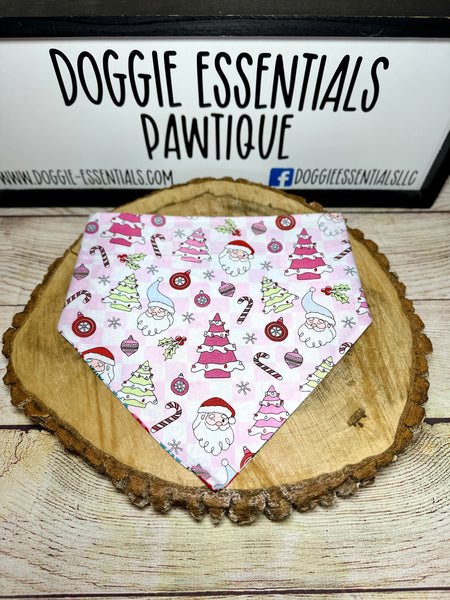 Pink Christmas Over the Collar Bandana